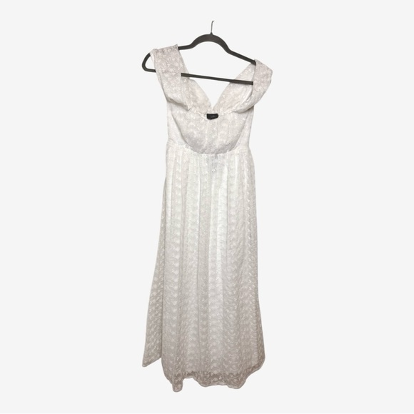 Lulus White Embroidered Off-Shoulder Midi Dress Cottagecore Romantic XS - Picture 4 of 10